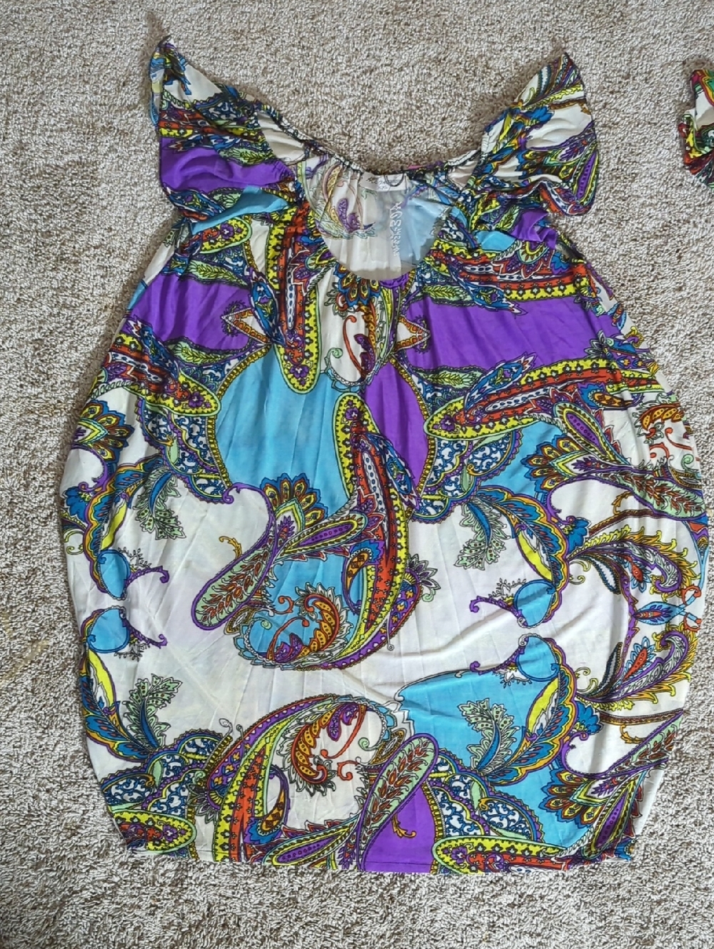 Bundle Of 3 - Silky Off-Shoulder Paisley Print Top in 3 Different Colors - Picture 3 of 6
